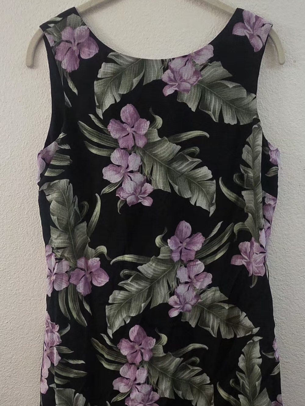 Tommy Bahama Black Dress with Green and Purple Floral Print